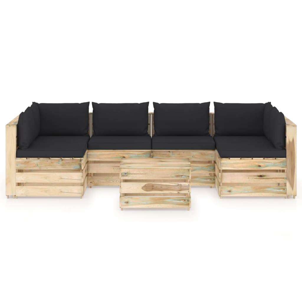 

vidaXL 7-delige Loungeset met kussens groen geïmpregneerd hout
