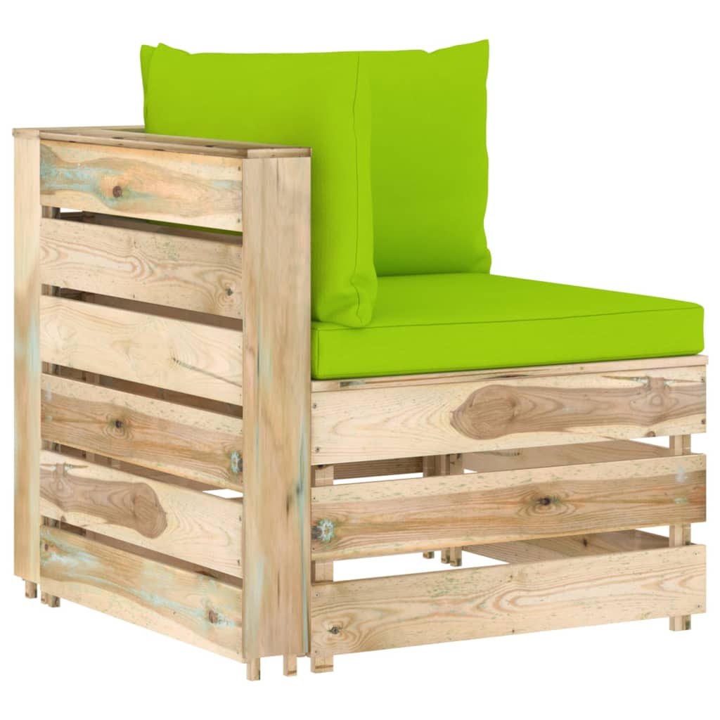 9-tlg. Garten-Lounge-Set mit Kissen Grün Imprägniertes Holz kaufen 4