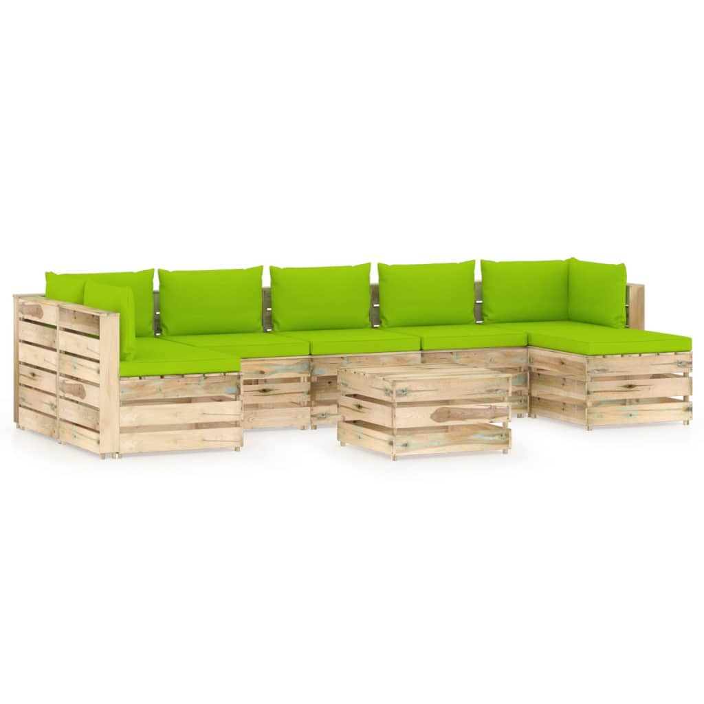 8-tlg. Garten-Lounge-Set mit Kissen Grün Imprägniertes Holz kaufen