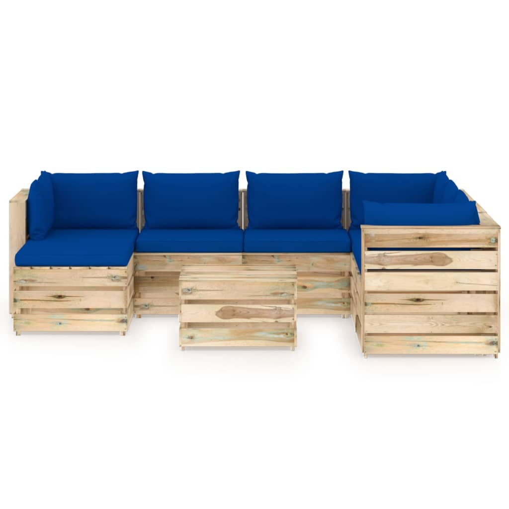 

vidaXL 8-delige Loungeset met kussens groen geïmpregneerd hout
