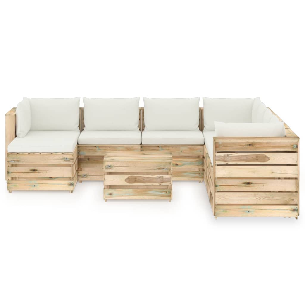 

vidaXL 9-delige Loungeset met kussens groen geïmpregneerd hout