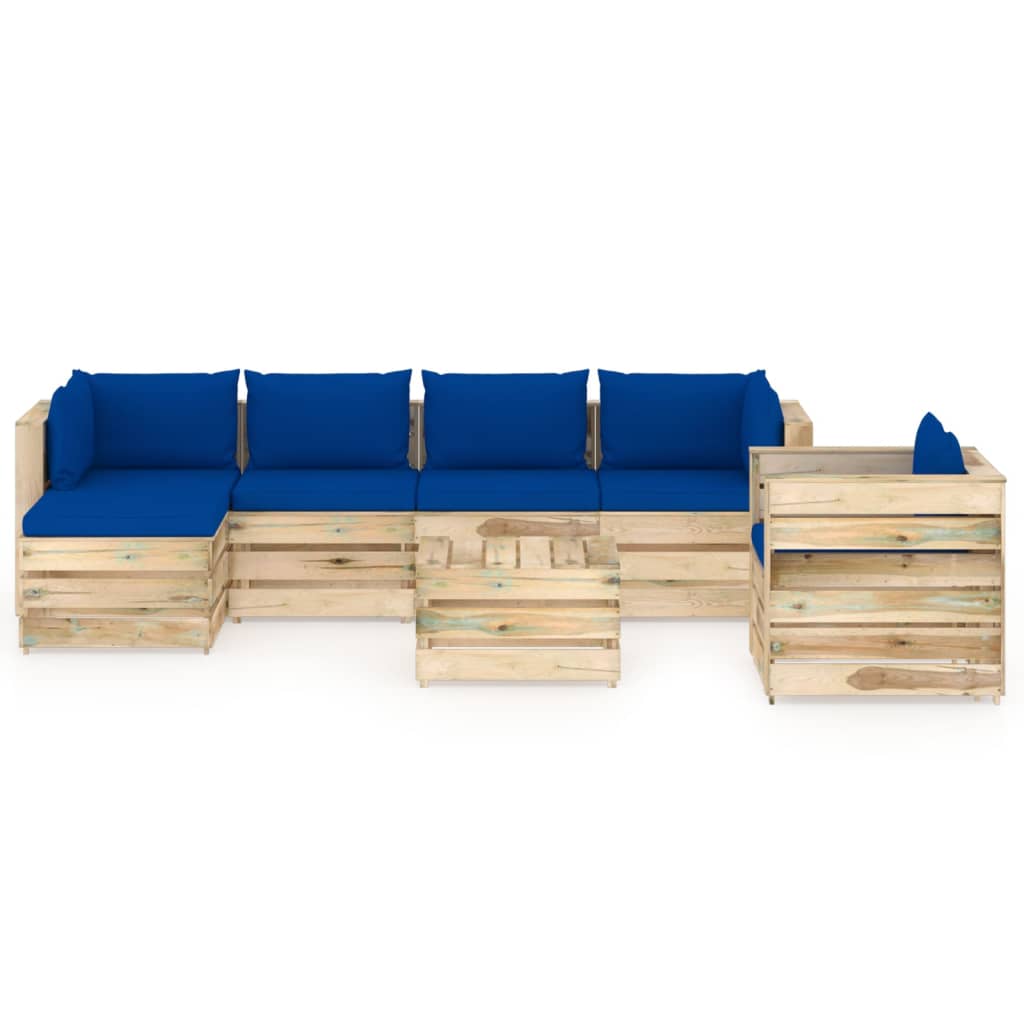 vidaXL Set mobilier de grădină cu perne, 7 piese, lemn verde tratat Gradina imagine noua