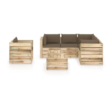 vidaXL 8-tlg. Garten-Lounge-Set mit Kissen Grün Imprägniertes Holz