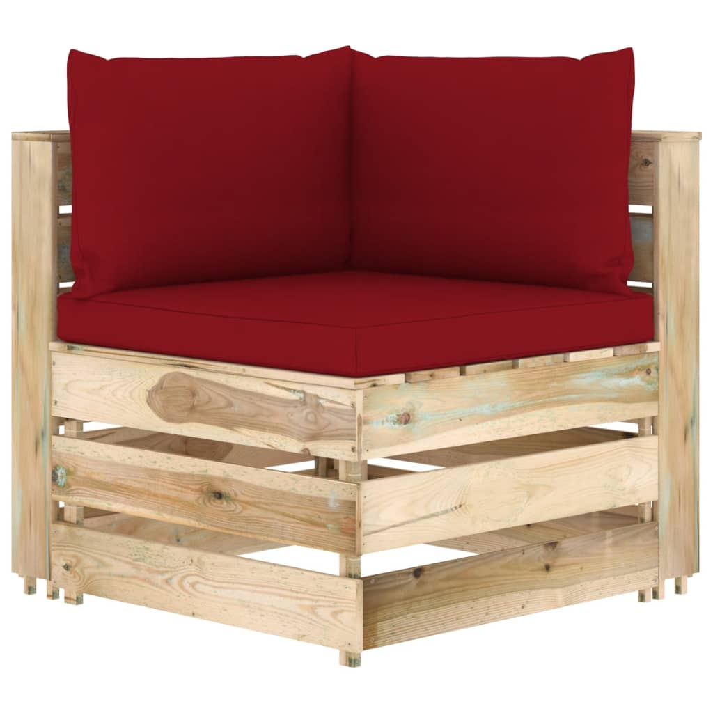 12-tlg. Garten-Lounge-Set mit Kissen Grün Imprägniertes Holz kaufen 3