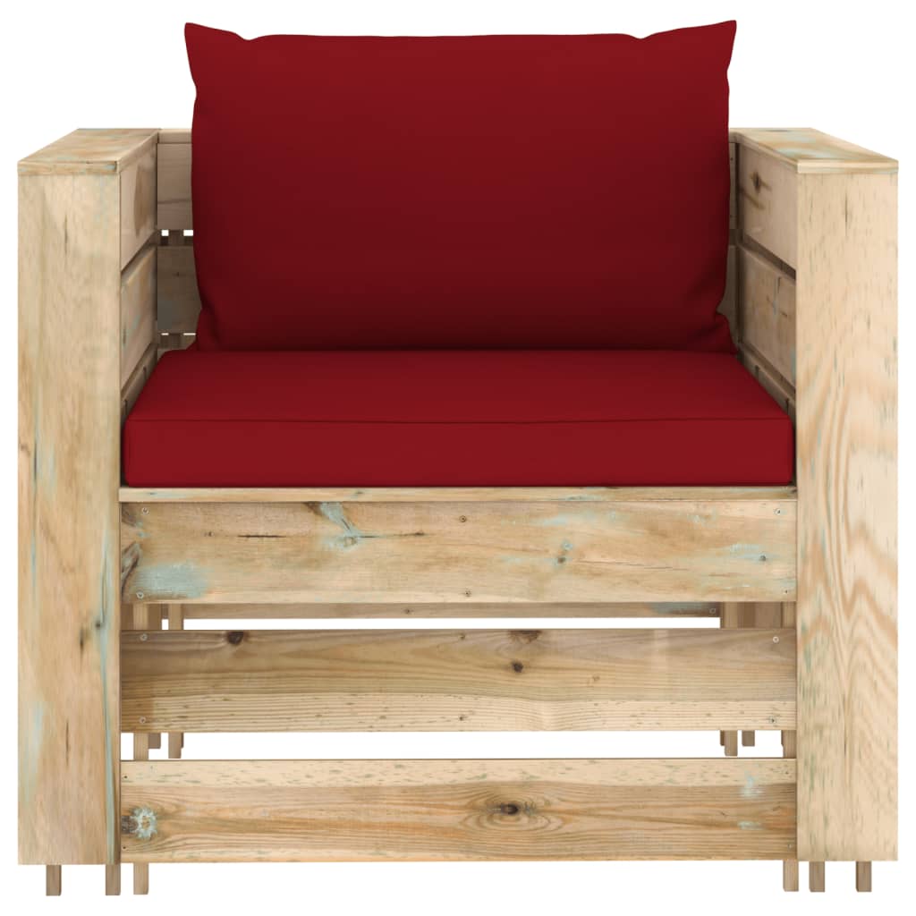 12-tlg. Garten-Lounge-Set mit Kissen Grün Imprägniertes Holz kaufen 6