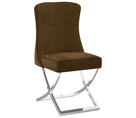 vidaXL Chaises à manger lot de 2 marron 53x52x98 cm velours et inox