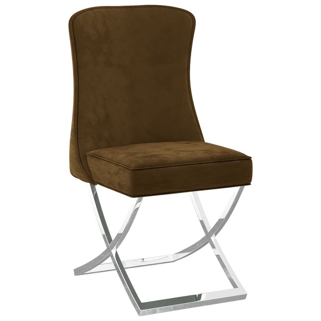 

vidaXL Eetkamerstoelen 6 st 53x52x98 cm fluweel roestvrij staal bruin