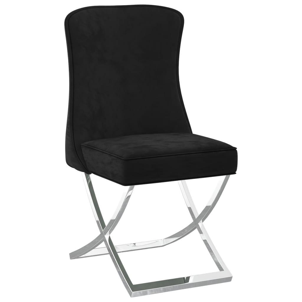 vidaXL Jedilni stoli 4 kosi črni 53x52x98 cm žamet in nerjaveče jeklo