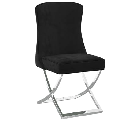 vidaXL Jedilni stoli 6 kosov črni 53x52x98 cm žamet in nerjaveče jeklo