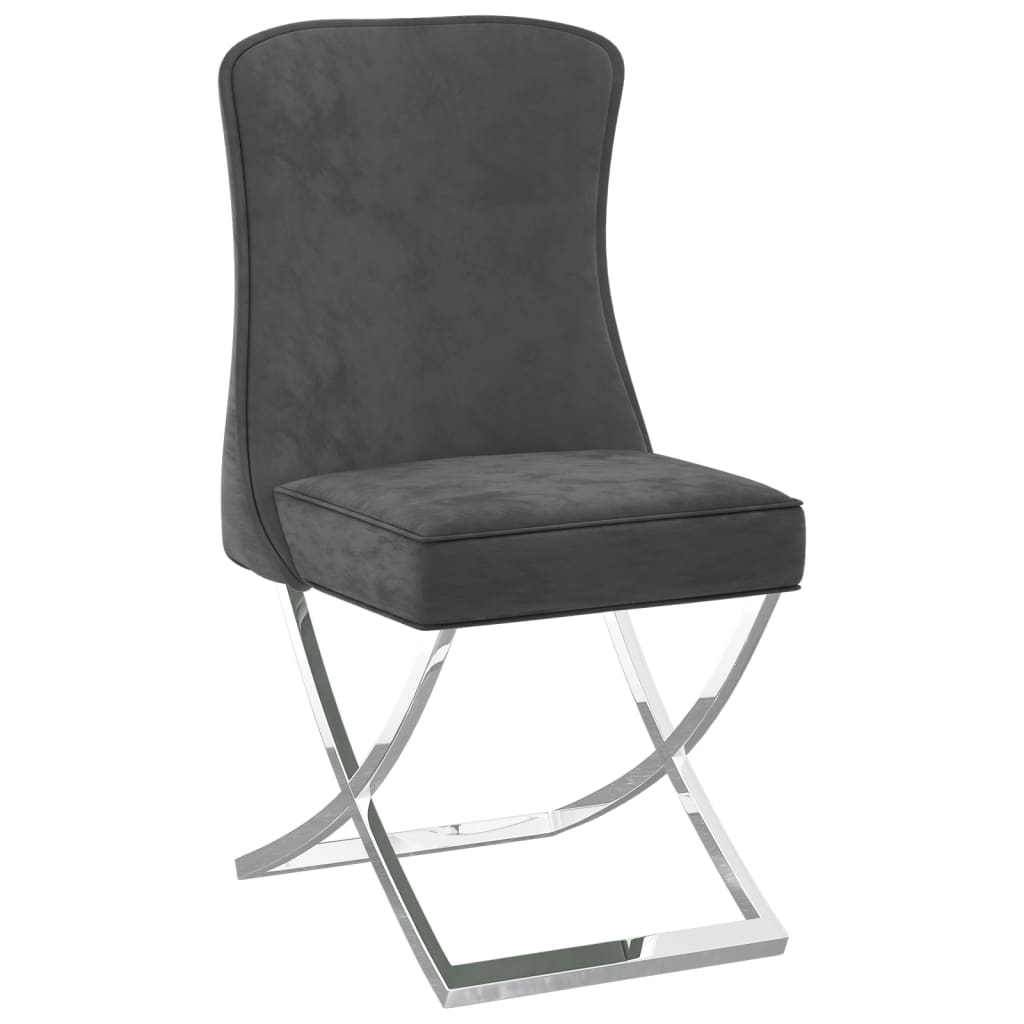 

vidaXL Eetkamerstoelen 2 st 53x52x98 cm fluweel roestvrij staal grijs