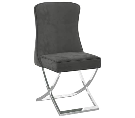 vidaXL Jedilni stoli 2 kosa sivi 53x52x98 cm žamet in nerjaveče jeklo