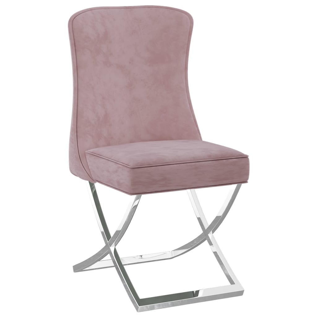 vidaXL virtuves krēsli, 2 gab., rozā, 53x52x98 cm, samts, tērauds