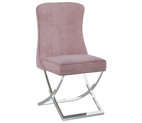 vidaXL Jedilni stoli 4 kosi roza 53x52x98 cm žamet in nerjaveče jeklo
