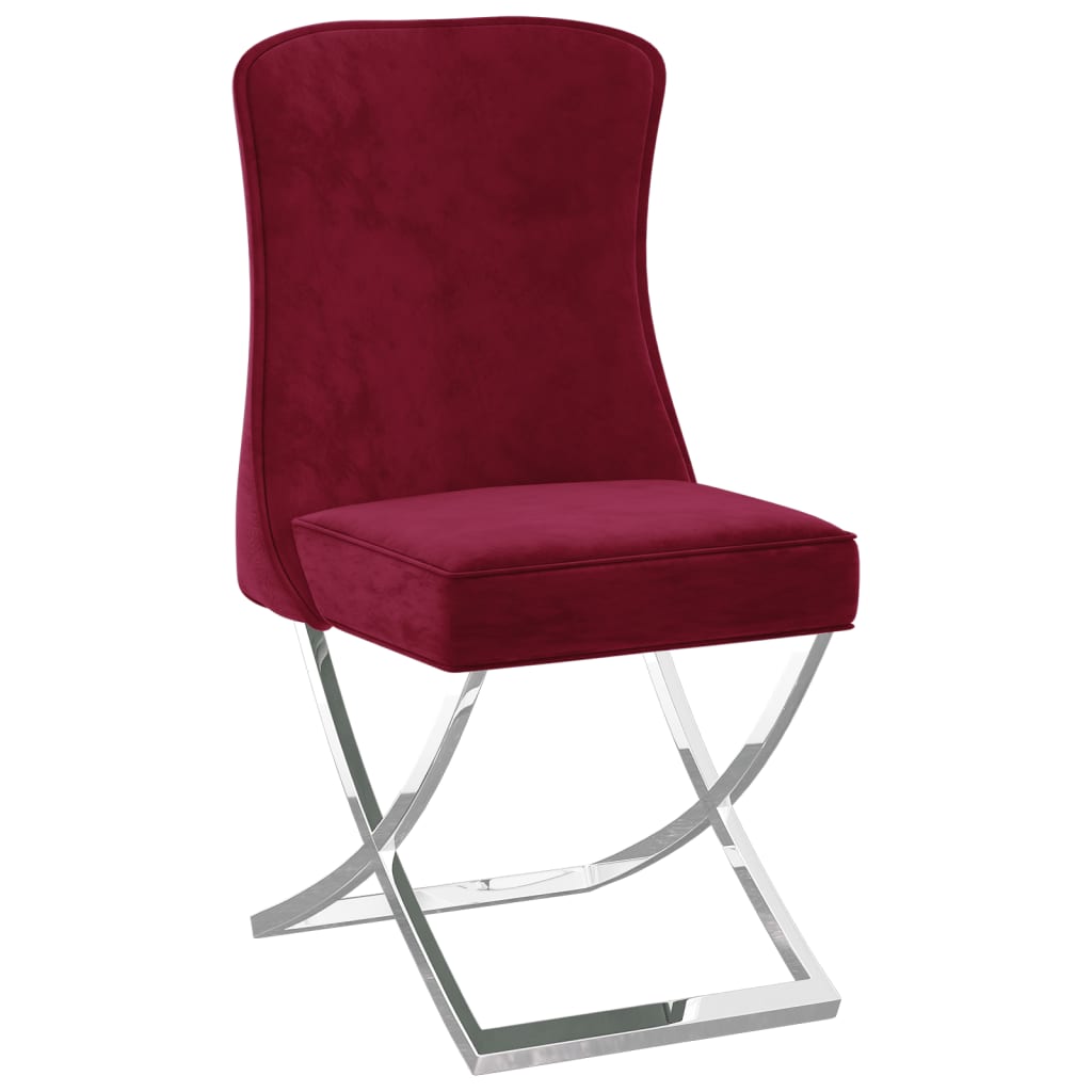 vidaXL spisebordsstole 4 stk. 53x52x98 cm fløjl rustfrit stål vinrød