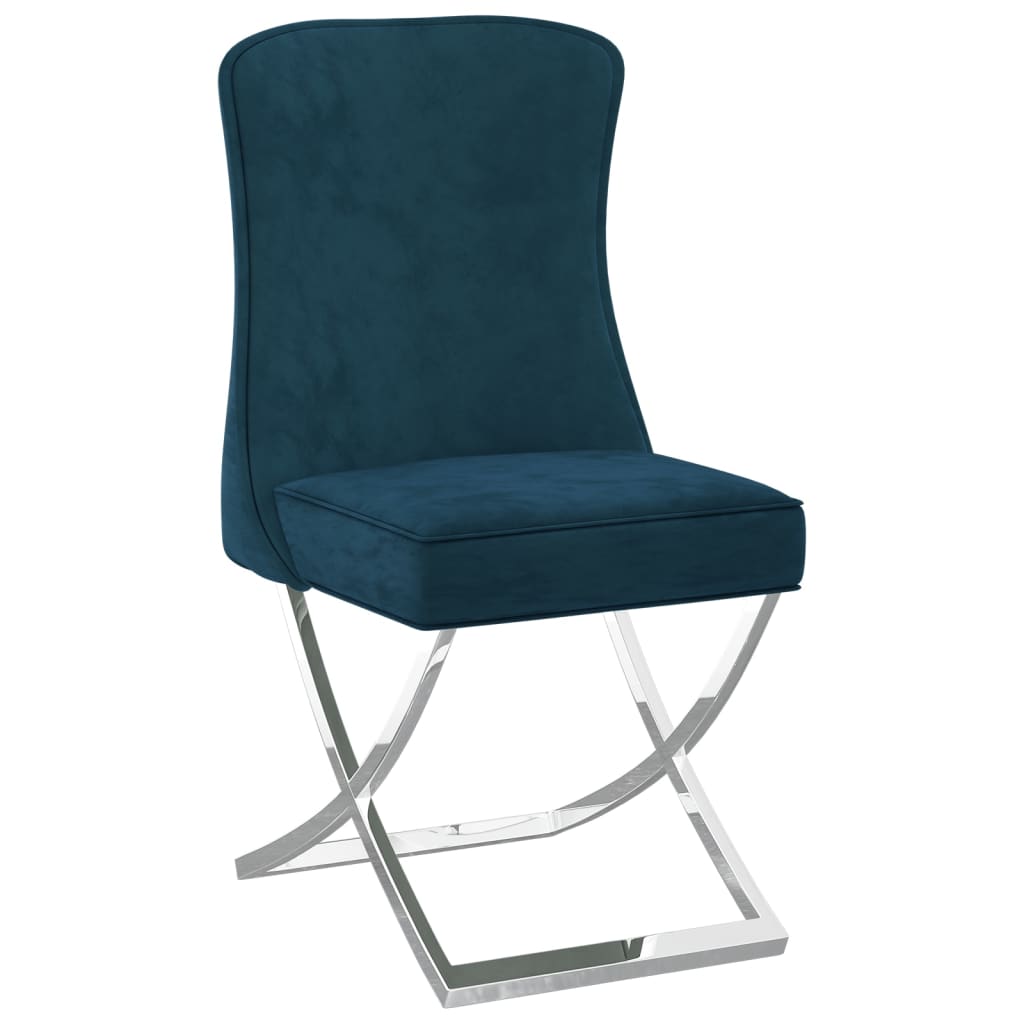 vidaXL virtuves krēsli, 2 gab., zili, 53x52x98 cm, samts, tērauds