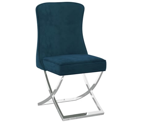 vidaXL Jedilni stoli 2 kosa modri 53x52x98 cm žamet in nerjaveče jeklo