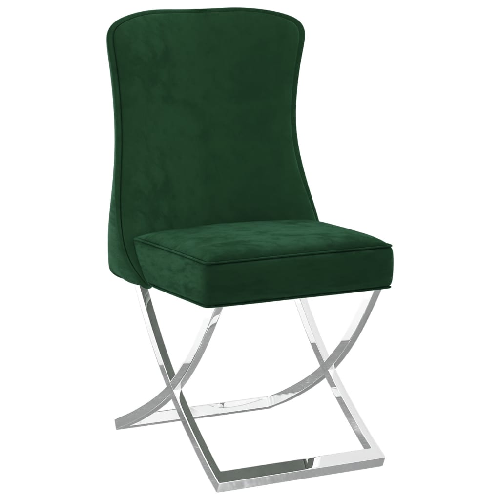 

vidaXL Eetkamerstoelen 2 st 53x52x98 cm fluweel en staal donkergroen