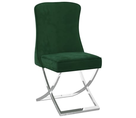 vidaXL virtuves krēsli, 2 gab., tumši zaļi, 53x52x98cm, samts, tērauds