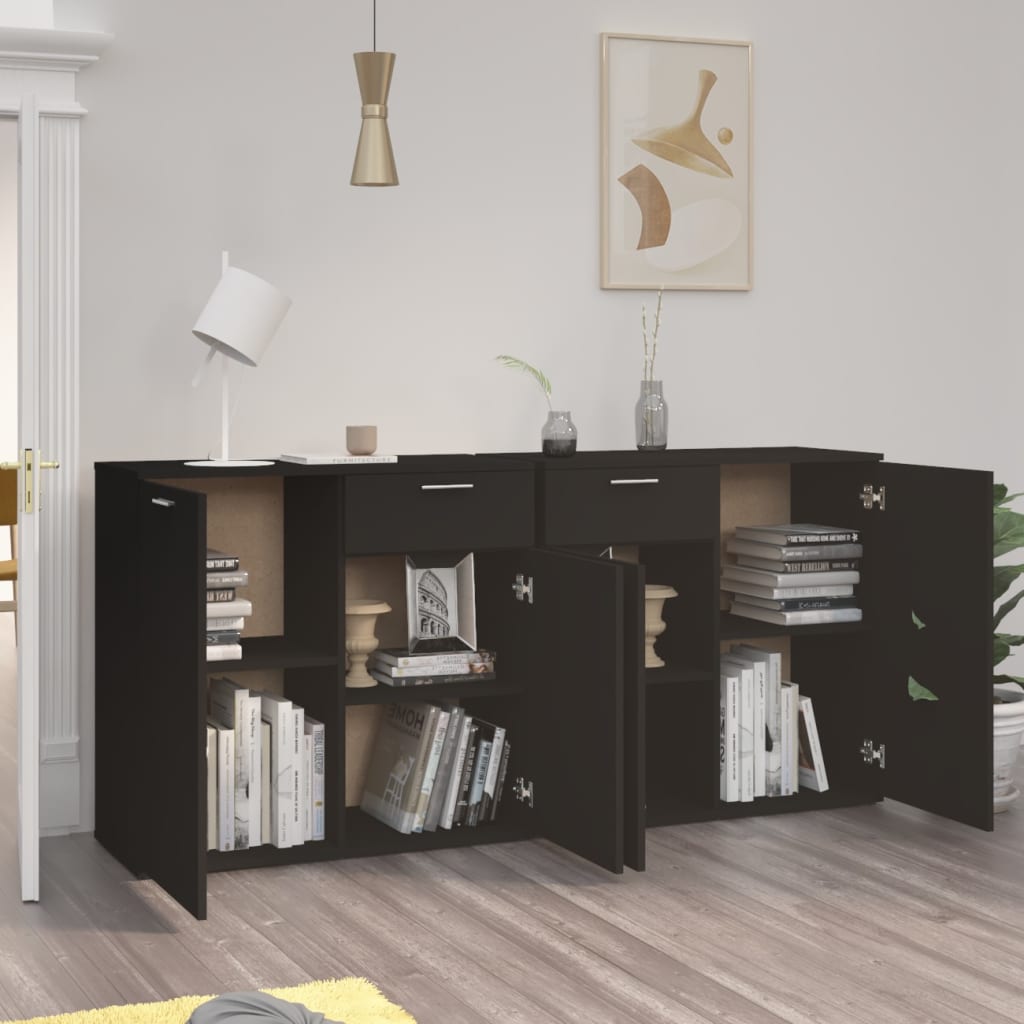 

vidaXL Dressoir 160x36x75 cm bewerkt hout zwart