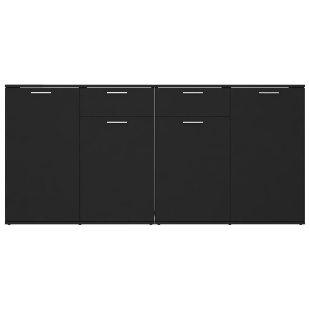 fekete forgácslap tálalószekrény 160 x 36 x 75 cm