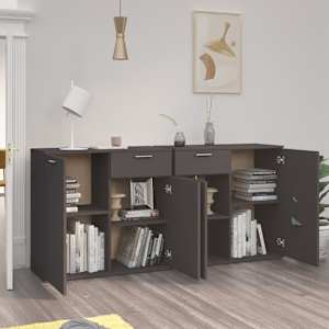 vidaXL &Scaron;oninė spintelė, pilkos spalvos, 160x36x75cm, MDP