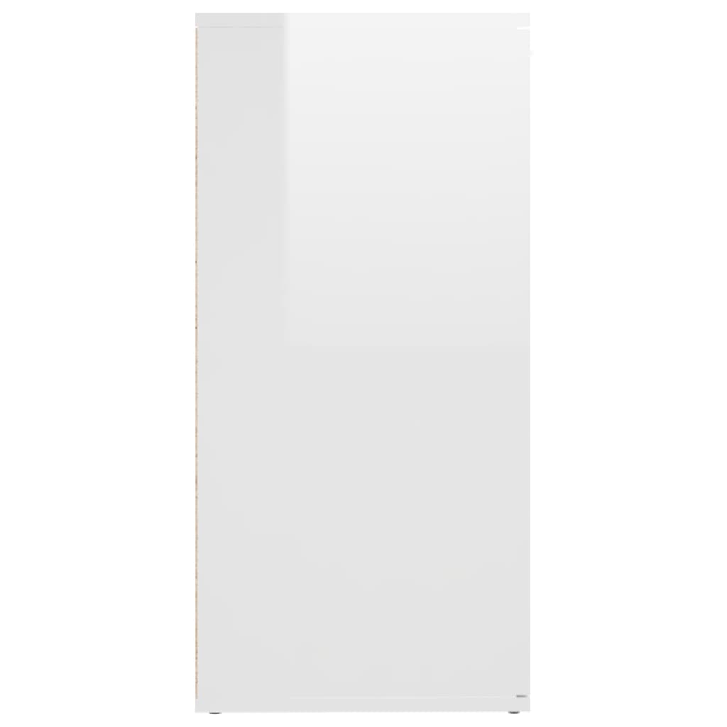 Magasfényű fehér forgácslap tálalószekrény 160 x 36 x 75 cm 