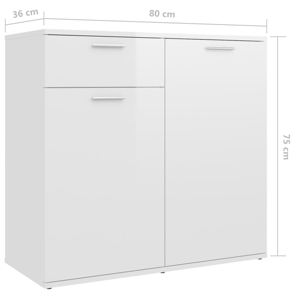 magasfényű fehér forgácslap tálalószekrény 160 x 36 x 75 cm