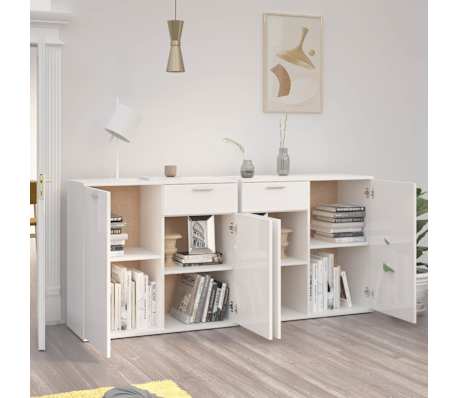 vidaXL Dressoir 160x36x75 cm bewerkt hout hoogglans wit