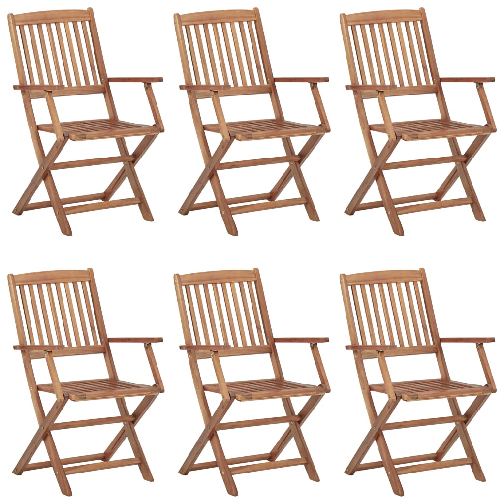 6 db összecsukható tömör akácfa kerti szék párnákkal 