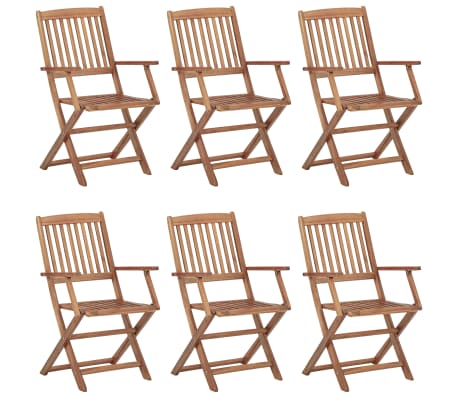 vidaXL Klappbare Gartenst&uuml;hle 6 Stk. mit Kissen Massivholz Akazie