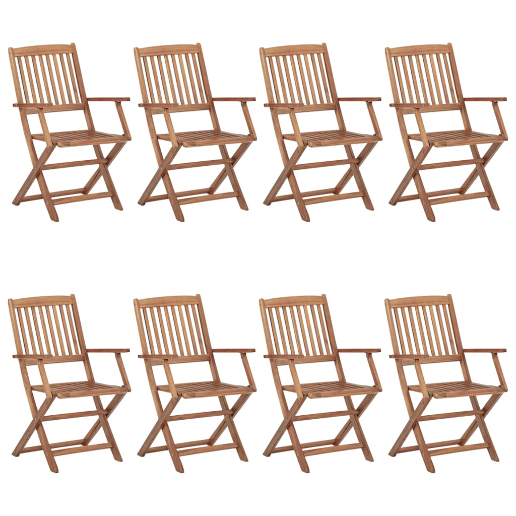vidaXL Tuinstoelen 8 st inklapbaar met kussens massief acaciahout afbeelding