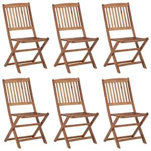 vidaXL Chaises pliables de jardin lot de 6 avec coussins Bois d'acacia