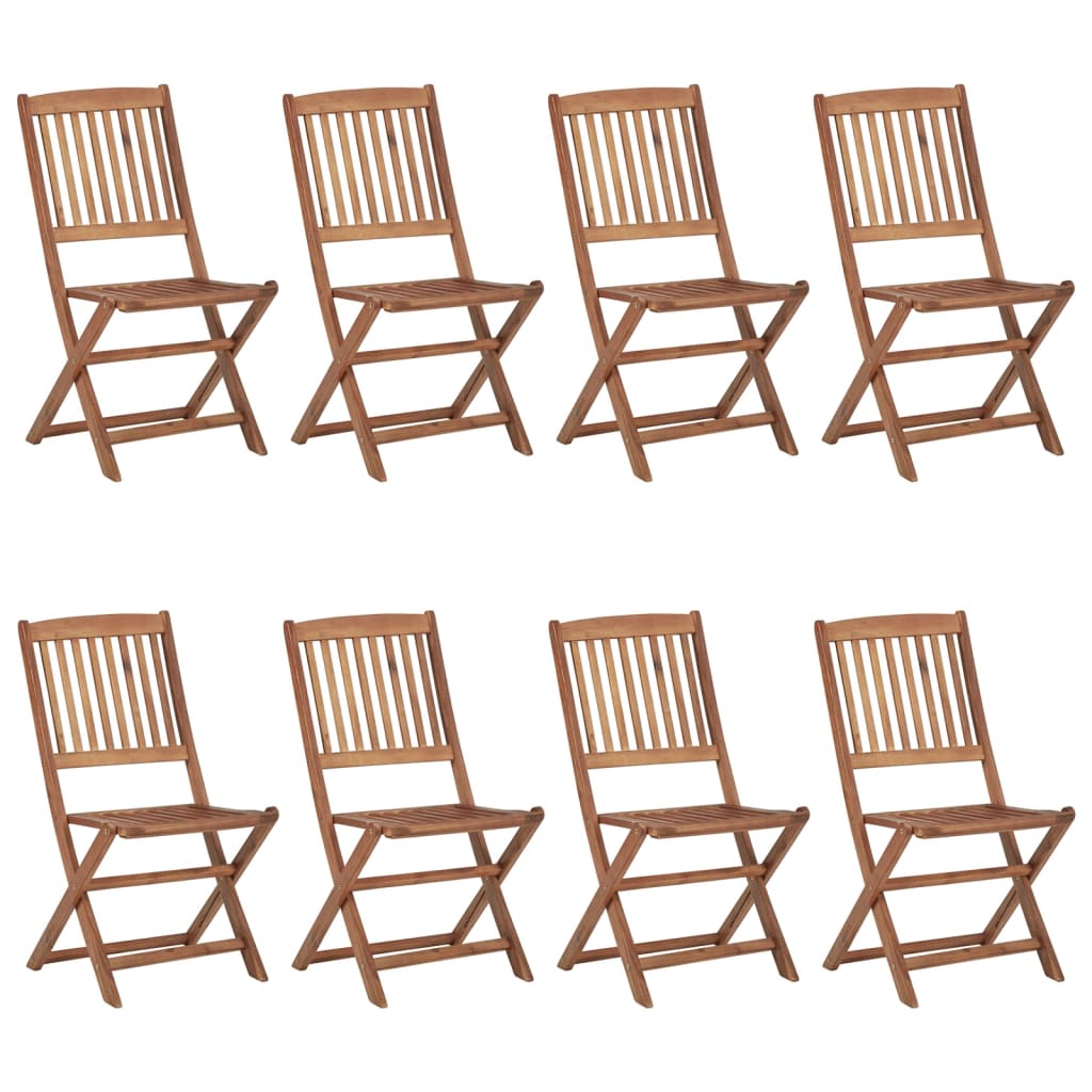 

vidaXL Tuinstoelen 8 st inklapbaar met kussens massief acaciahout