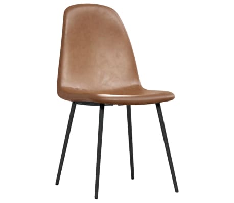 vidaXL Valgomojo kėdės, 6vnt., tamsiai rudos spalvos, dirbtinė oda