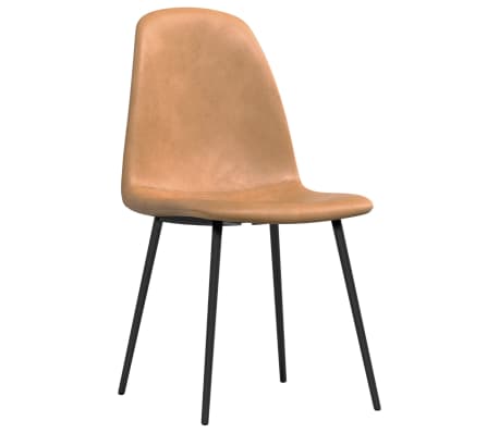 vidaXL Valgomojo kėdės, 6vnt., &scaron;viesiai rudos spalvos, dirbtinė oda