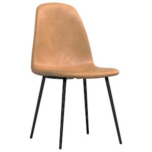 vidaXL Valgomojo kėdės, 6vnt., &scaron;viesiai rudos spalvos, dirbtinė oda