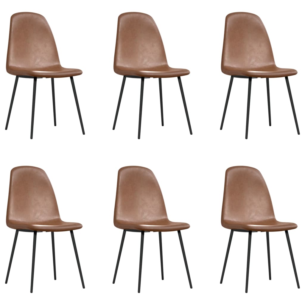 Spisebordsstole 6 stk. kunstlæder blank brun