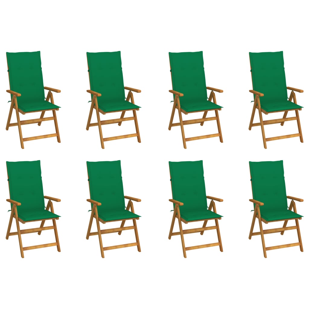 vidaXL Chaises pliables de jardin avec coussins 8 pcs Bois d'acacia