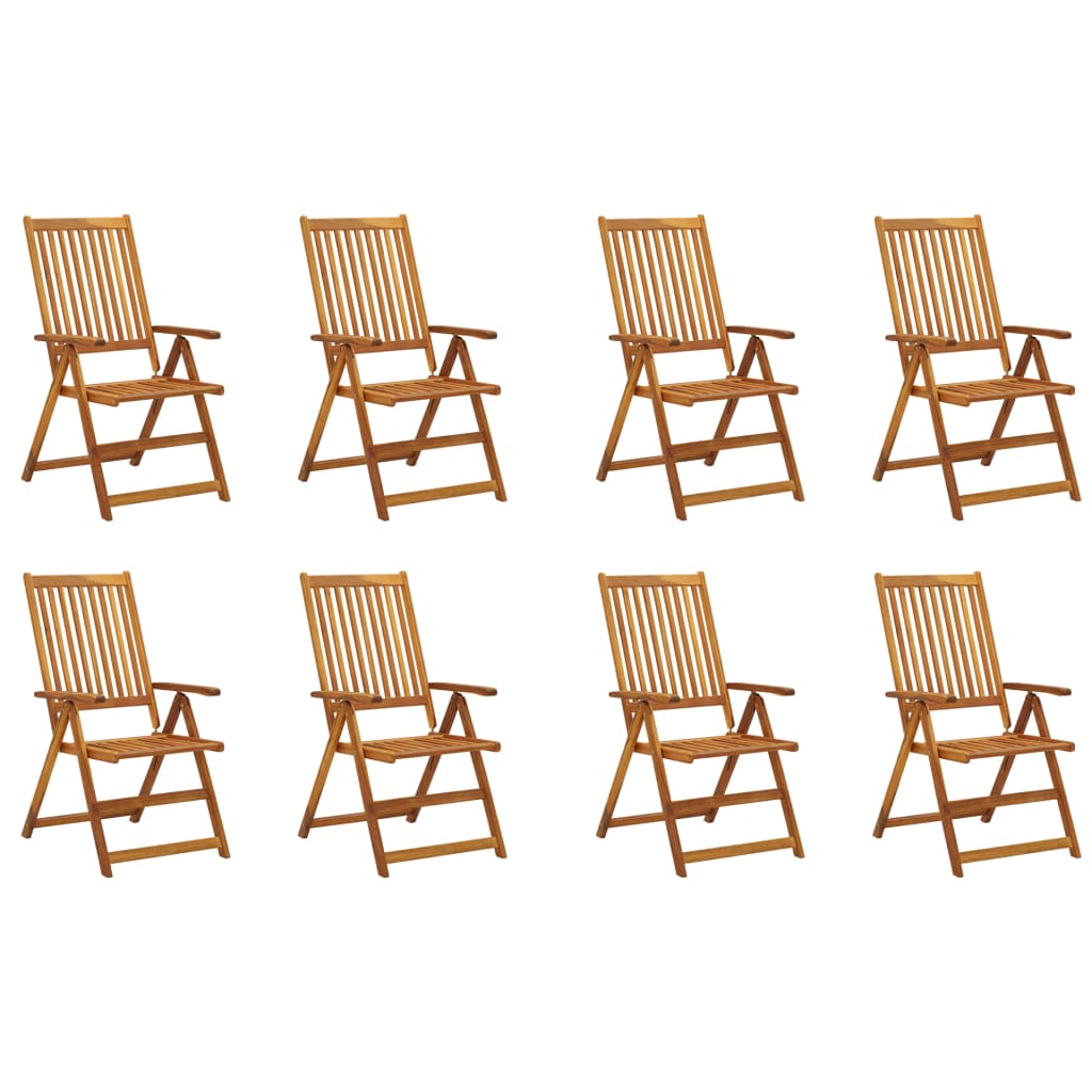 vidaXL Folding Patio Chairs with Cushions 8 pcs Solid Acacia Wood