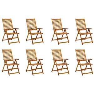 vidaXL Sulankstomos sodo kėdės su pagalvėlėmis, 8vnt., akacija