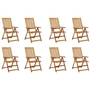 vidaXL Sulankstomos sodo kėdės su pagalvėlėmis, 8vnt., akacija