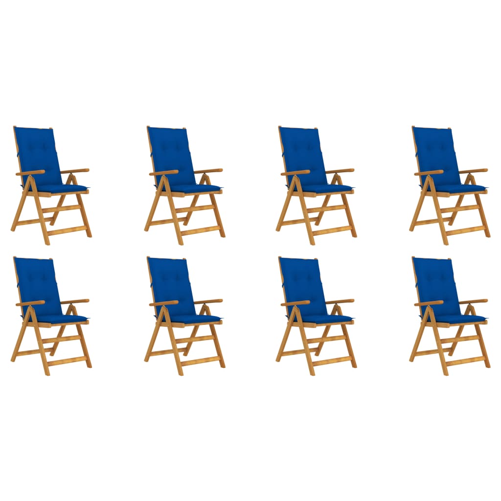 Chaises pliables de jardin avec coussins 8 pcs Bois d'acacia