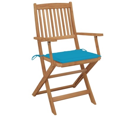 vidaXL Sulankstomos lauko kėdės su pagalvėlėmis, 8vnt., akacija