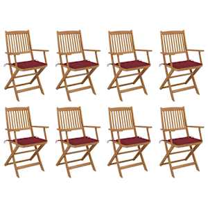 Zložljivi zunanji stoli z blazinami 8 kosov trden akacijev les