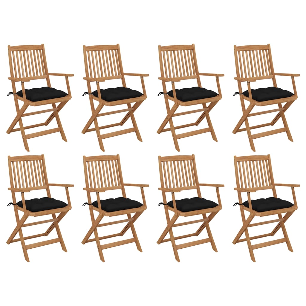 vidaXL Klappbare Gartenstühle mit Kissen 8 Stk. Massivholz Akazie