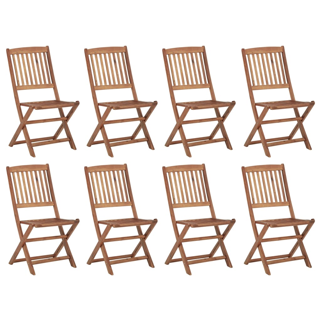 Chaises pliables d'extérieur 8 pcs Bois d'acacia solide