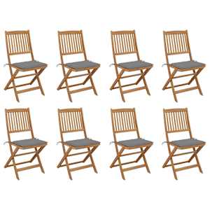 Zložljivi zunanji stoli z blazinami 8 kosov trden akacijev les