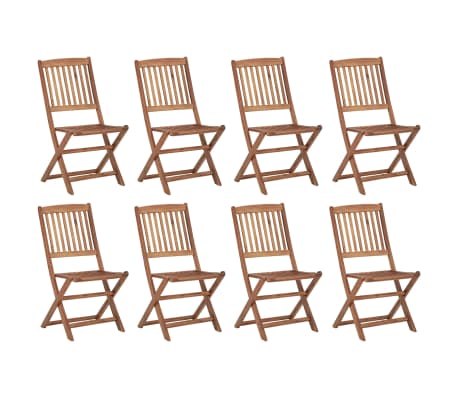 vidaXL Chaises pliables d'extérieur avec coussins 8 pcs Bois d'acacia