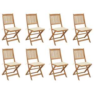 Zložljivi zunanji stoli z blazinami 8 kosov trden akacijev les