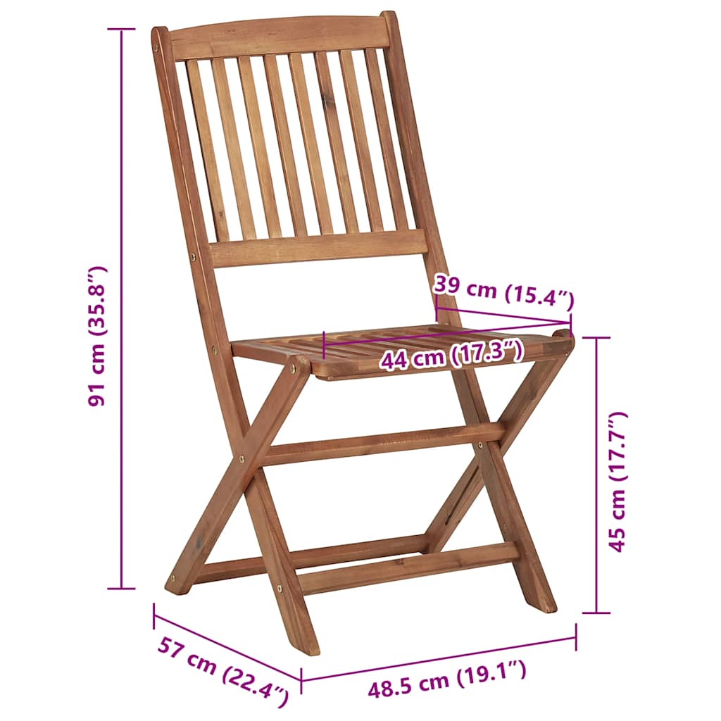 Tuinstoelen 8 st inklapbaar met kussens massief acaciahout image 14